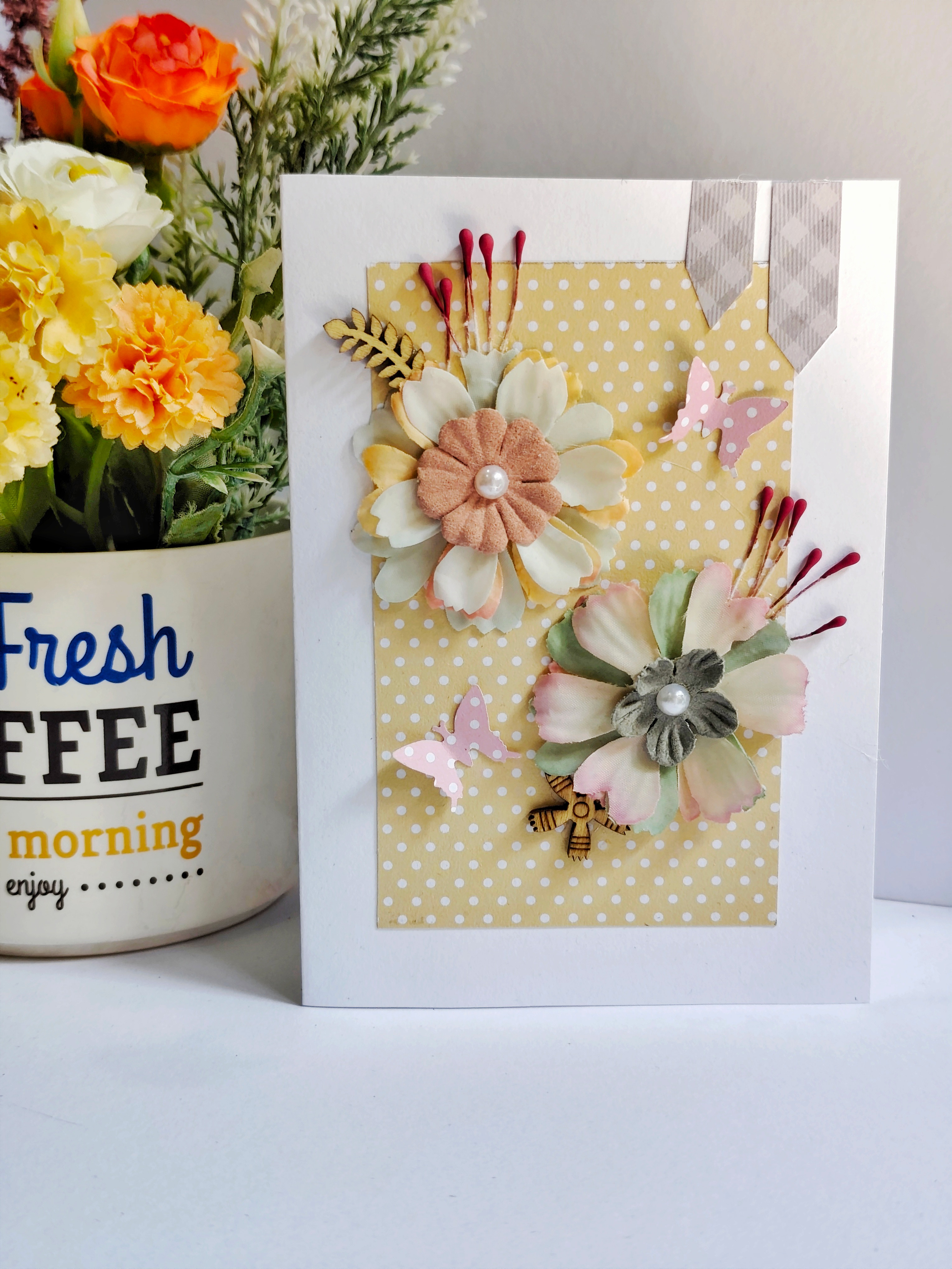 Yellow themed mini Floral Greeting Card